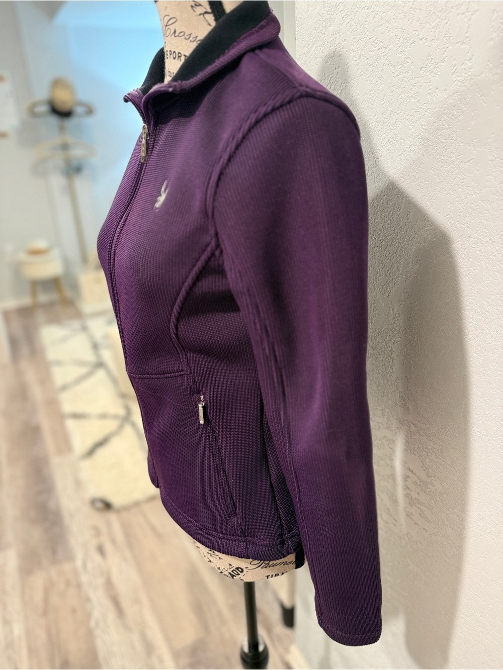 Spyder Jacket Women’s Small Purple Full Zip Fleece Knit Ski Outdoor Layer - Picture 5 of 10